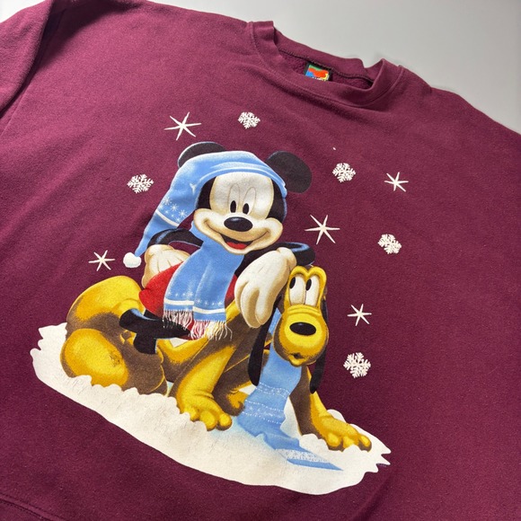 Vintage Disney‎ Mickey Mouse & Pluto Crewneck Sweatshirt Jerry Leigh Boxy XL